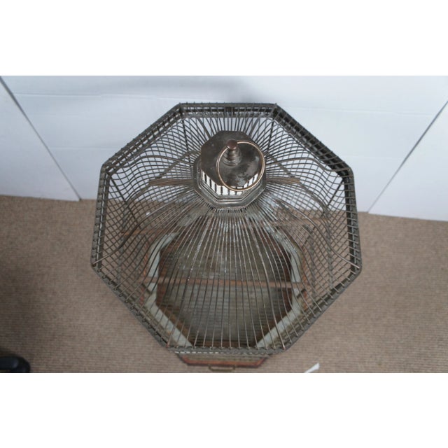 Mid 19th Century Monumental Antique Victorian Brass Octagonal Hanging Dome Top Bird Cage For Sale - Image 6 of 12