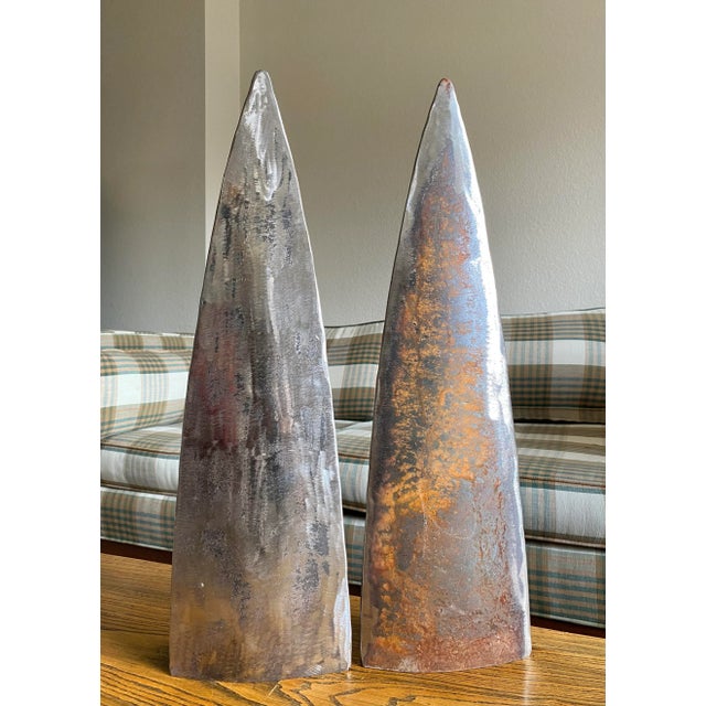 Industrial Steel “Fin” Sculptures, a Pair For Sale - Image 10 of 12