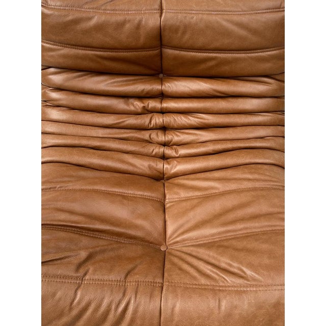 Ligne Roset French Togo Lounge Chair in Brown Leather by Michel Ducaroy for Ligne Roset For Sale - Image 4 of 12