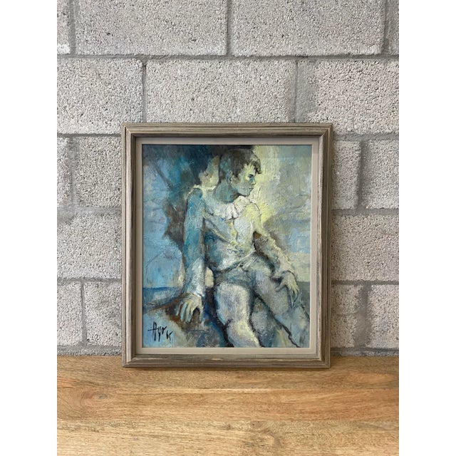 An incredible vintage original oil painting by artist Ayo, signed and dated 1965. This expressive portrait captures the...