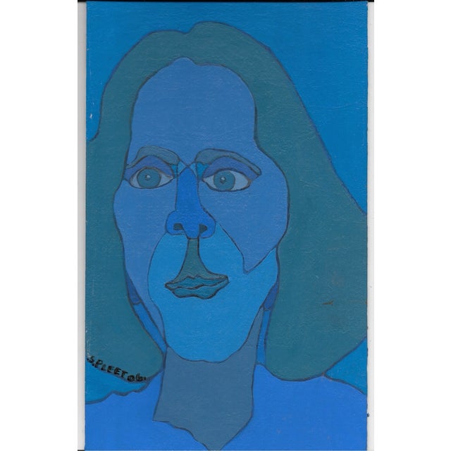 2006 portrait acrylic on mat board by New York City artist and print dealer Sally Pleet (1931-2019). Signed and dated on...