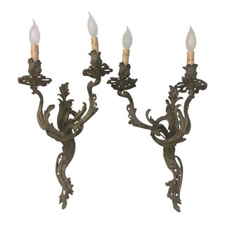 Sconces - Cast Brass Sconces - Pair For Sale
