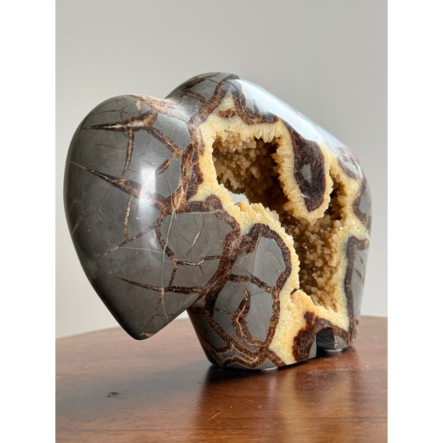 Calcite Crystal Septarian Buffalo Sculpture Carved Stone Masculine Rugged For Sale - Image 16 of 17