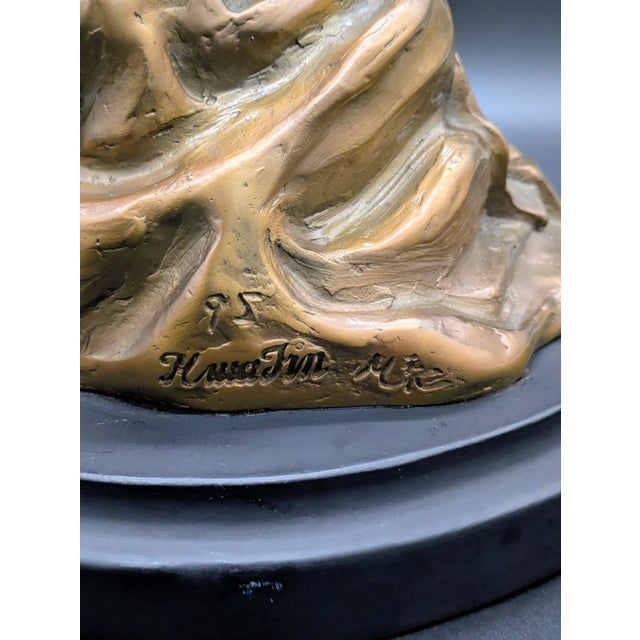 Metal Vintage Korean Bronze Sculpture: "Sleeping Child" Signed by Artist For Sale - Image 7 of 9