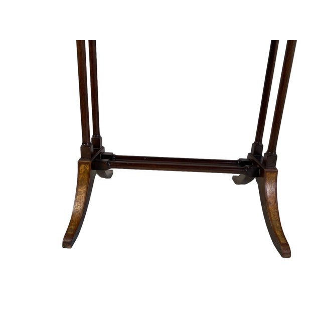 1920s English Regency Style Mahogany Drop Leaf Accent Table With Banded Inlay For Sale - Image 9 of 12