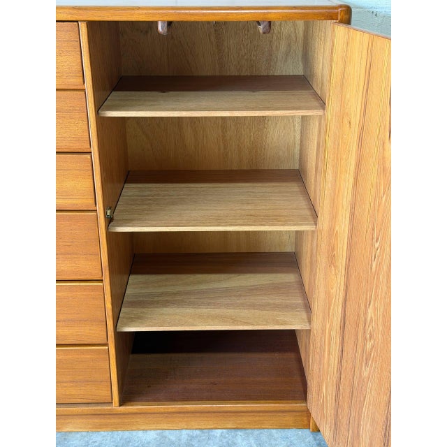 Teak Tall Dresser With 6-Drawers and Interior Shelving Danish Mid-Century Modern 1970s For Sale - Image 11 of 12