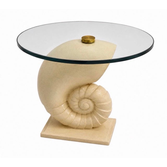 Vintage Coastal Oversized Sculpted Nautilus Shell Accent Table For Sale - Image 9 of 9