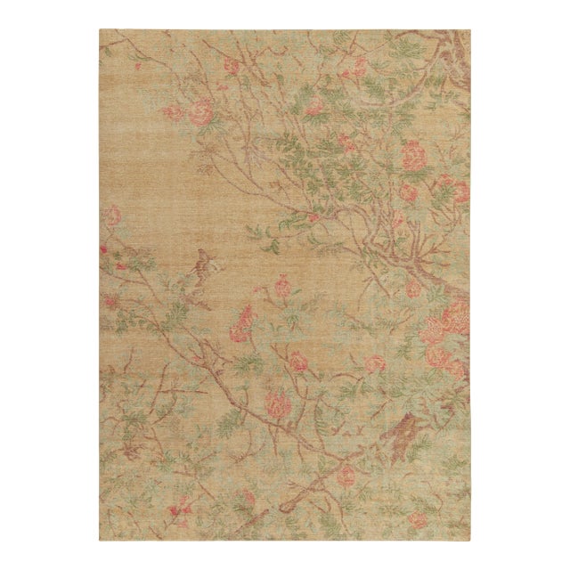 Rug & Kilim’s Arbor Rug in Gold and Coral, 4x6 For Sale