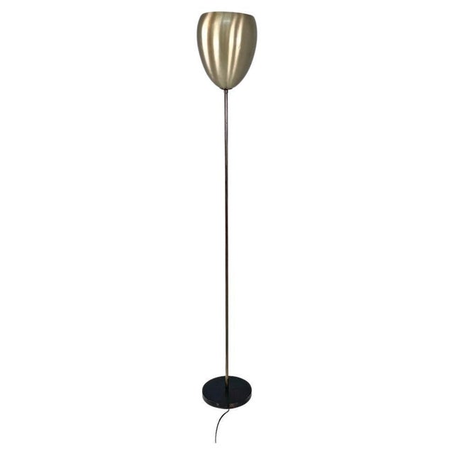 Mid-Century Modern Steel Floor Lamp with Black Round Base, Italy, 1950s For Sale - Image 16 of 16