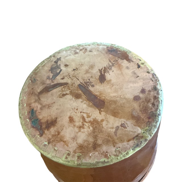 Copper 19th Century Antique Hand-Hammered Dovetailed Brazed Copper Cachepot For Sale - Image 8 of 9