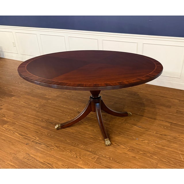 Wood Traditional 58” Diameter Mahogany Dining/Breakfast Table by Leighton Hall - Showroom Sample For Sale - Image 7 of 11