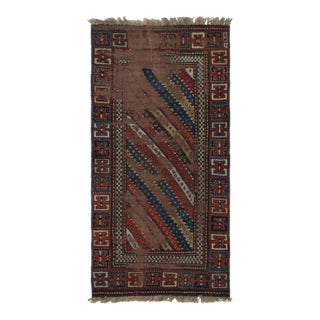Antique Kazak Runner Rug With Red & Blue Geometric Patterns, From Rug & Kilim For Sale