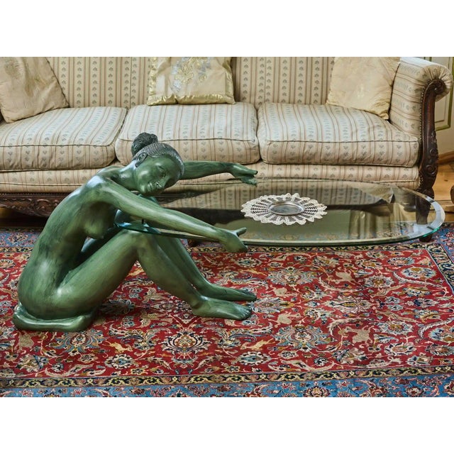Coffee Table with Bronze Statue of Young Woman For Sale - Image 13 of 13