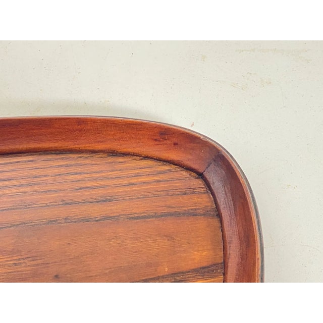 Wood Triangular Brown Platter or Tray in Wood, 1960s For Sale - Image 7 of 10