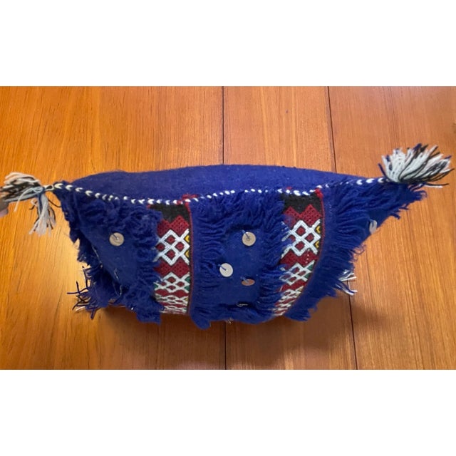Pair of Vintage Moroccan Blue Pillows For Sale - Image 4 of 5