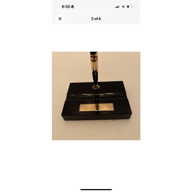 Vintage Scheaffer pen desk set a Textron company. Model number on the desk set 47108 J08/2509. The pen is a black with...