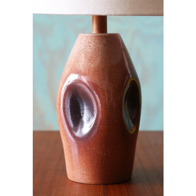 Gordon & Jane Martz 1960s Gordon and Jane Martz M167 Lamp for Marshall Studios Rare Variation Dimpled Maroon Glaze For Sale - Image 4 of 11