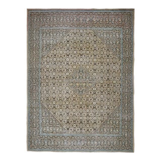 1970s Vintage Persian Handmade Wool Cotton Brown Area Rug For Sale
