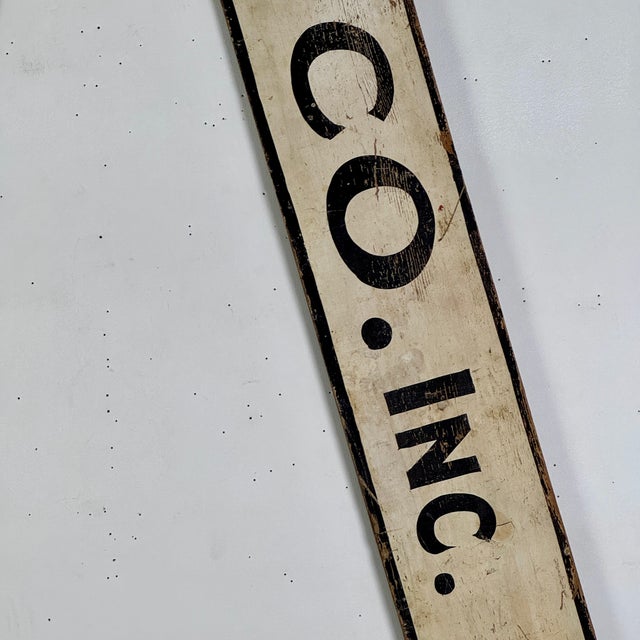 French Vintage Large French "Bonami Co. Inc." Wood Trade Sign, 97" Wide For Sale - Image 3 of 10