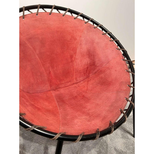 Balloon Lounge Chair in Red Suede & Metal by Hans Olsen For Sale - Image 10 of 18
