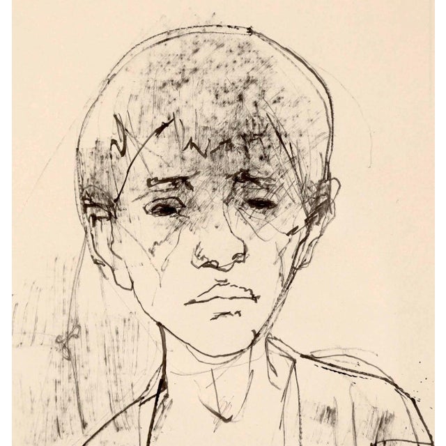 Jean Jansem, Large Drawing of Boy by French Armenian Modernist Jean Jansem Ecole De Paris Art, c.1960 For Sale - Image 4 of 11