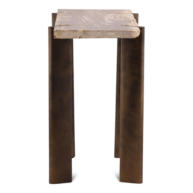 Petrified Wood & Bronze Console Table For Sale - Image 4 of 5