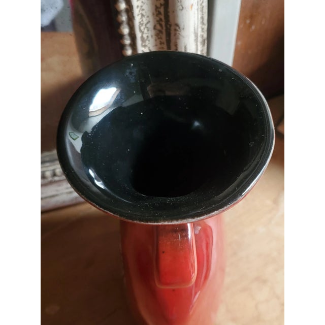 Vintage French Red Glazed Studio Pottery Vase with Female Portrait by Jean de Lespinasse, 1950s For Sale - Image 6 of 10