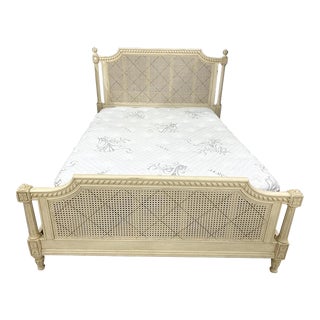 1990s Ethan Allen Louis XVI Style Painted Caned Bed, Queen For Sale