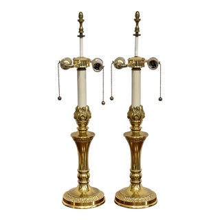 Stiffel Brass Torch Lamps - a Pair For Sale