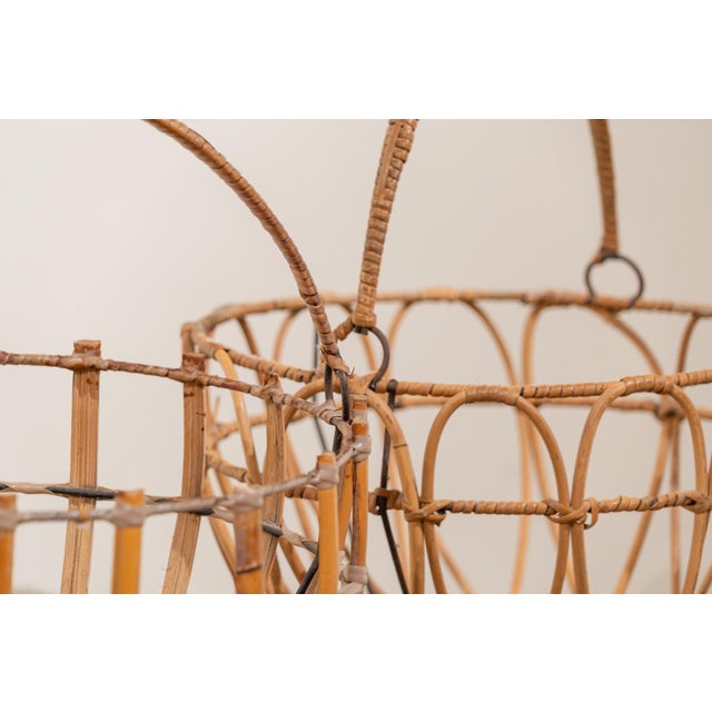 Mid-Century Modern Italian Iron and Bamboo Baskets, 1950s, Set of 2 For Sale - Image 3 of 11