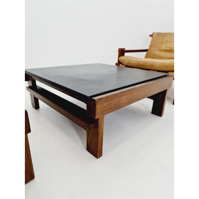 Mid-Century Lounge Chairs and Coffee Table in Leather and Wood by Carl Straub, Germany, 1960s, Set of 3 For Sale - Image 6 of 18