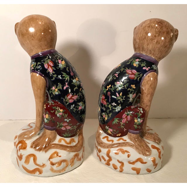Vintage Ceramic Monkey Bookends Figurines a Pair Chairish