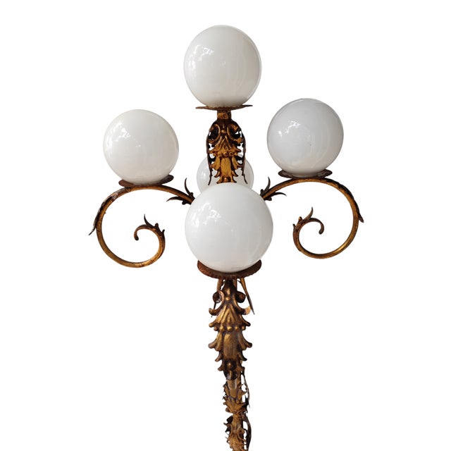 Vintage Floor Lamp in Wrought Iron, 1950s For Sale - Image 6 of 8