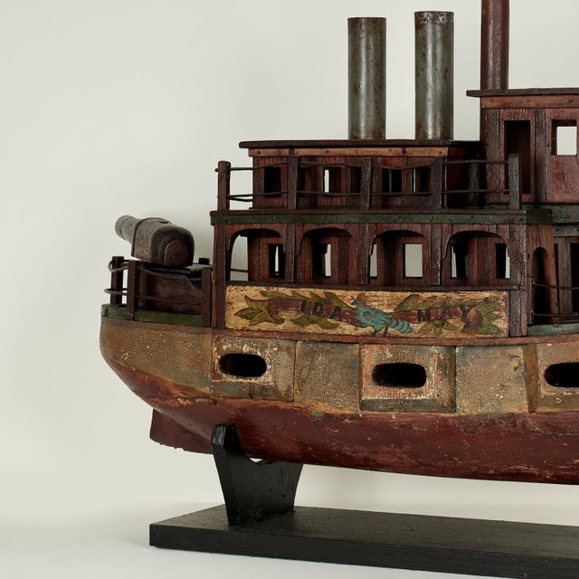 Antique Folk Art Boat Model For Sale - Image 12 of 15