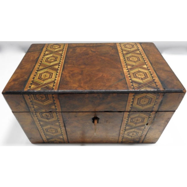 Brown 19th Century English Tunbridge Walnut Tea Caddy For Sale - Image 8 of 10
