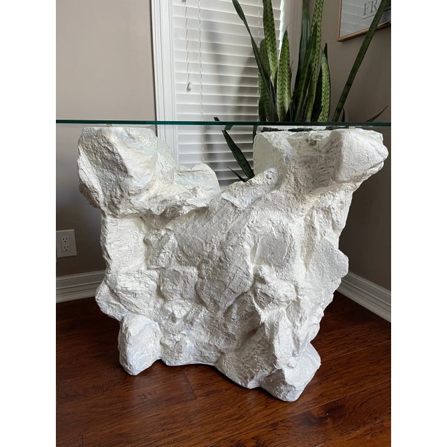 Glass Sirmos Plaster Faux Rock Console Table For Sale - Image 7 of 9