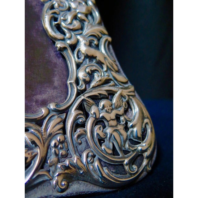 Metal Vintage Early 20th Century Elaborate Sterling Photo Frame For Sale - Image 7 of 8