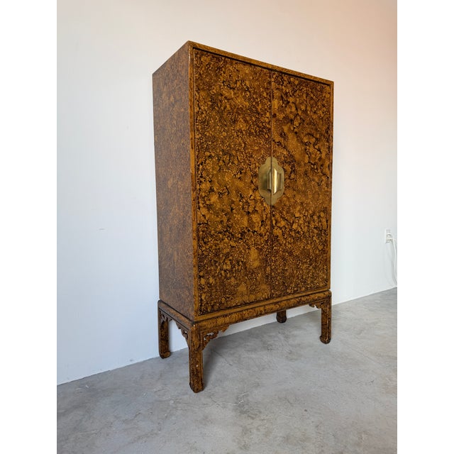 Hollywood Regency Mid Century Hollywood Regency Faux Tortoiseshell Cabinet For Sale - Image 3 of 18