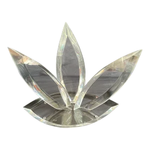 Mid 20th Century Signed Van Teal Lucite Abstract Sculpture With Three Beveled Leaves