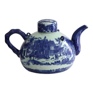 Early 20th Century Blue and White Victoria Wear Teapot For Sale