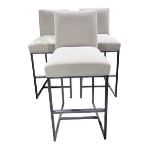 Set of 3 Mitchell Gold + Bob Williams Gage Upholstered Counter Stools