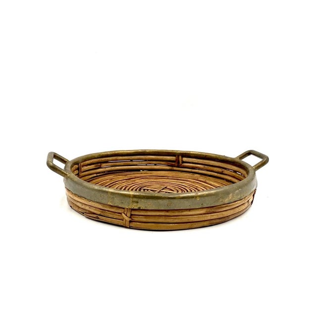 Hollywood Regency Brass and Wicker Bowl, Italy, 1970s For Sale - Image 18 of 18