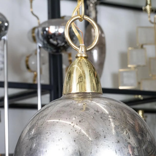 1970s Bell-Shaped Mercury Glass Pendant For Sale - Image 5 of 10