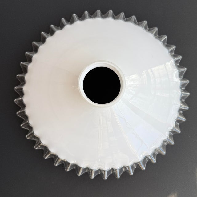 1930s French White Opaline Glass “Frill” Pendant Light, 1930s For Sale - Image 5 of 7