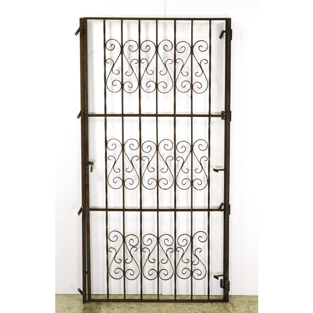 Metal Antique Victorian Curled Wrought Iron Gate For Sale - Image 7 of 7