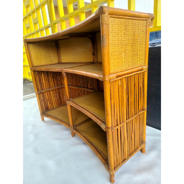 Vintage Bamboo Cane Curved Tiki Bar For Sale In San Antonio - Image 6 of 10