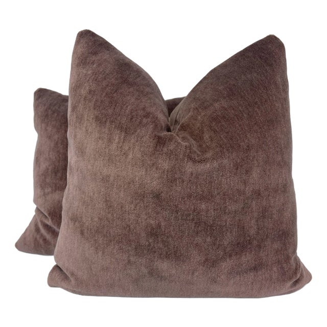 Alpaca Velvet in Rosewood 22" Pillows-A Pair For Sale