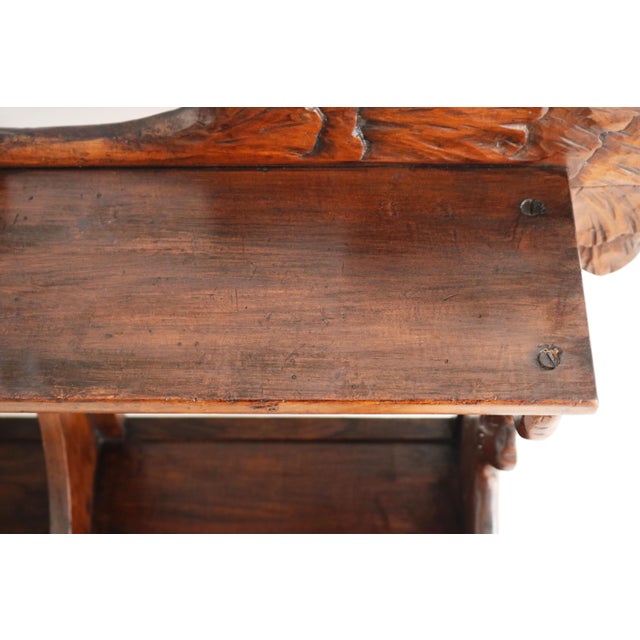 Antique Art Nouveau Ginko Wall Shelf in Walnut, France, 1900 For Sale - Image 15 of 16