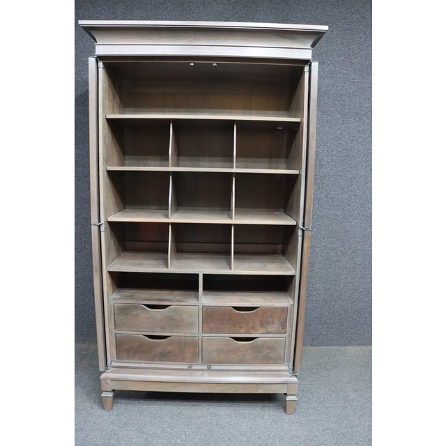 Harden Director Style Cherry Armoire With Smoked Mirror Glass Doors For Sale - Image 10 of 17