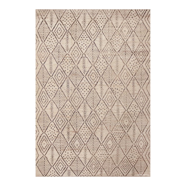 Tribal Moroccan Berber Beni Ourain Design Modern Area Rug For Sale
